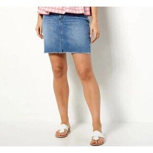 Candace Cameron Bure RegularPacific Denim Skirt Frayed BigSur Med Wash.Plus  18